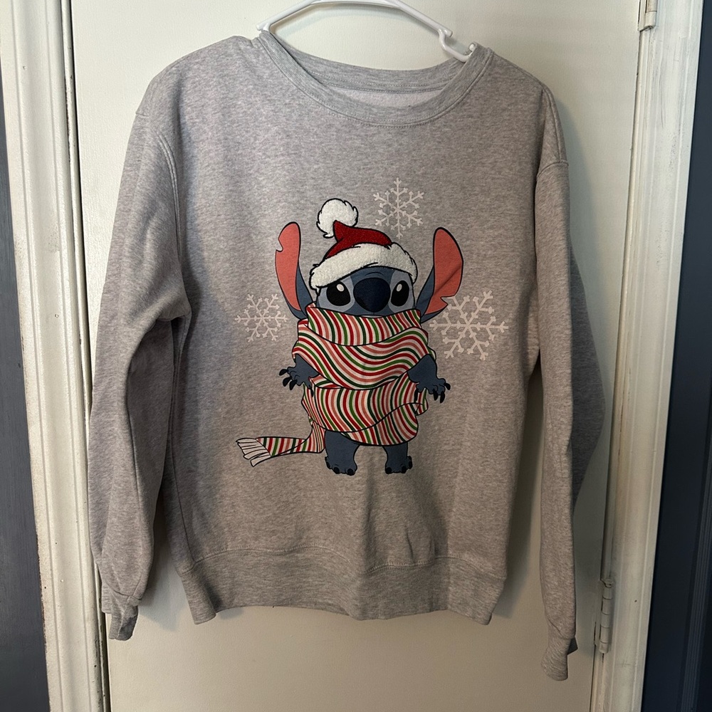 Gray Holiday Embroidered Stitch Sweatshirt
